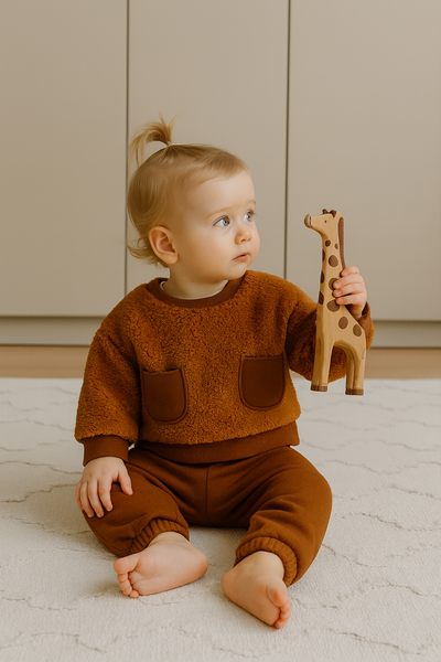 Bebek Cepli Peluş Sweatshirt ve Eşofman | 6 Ay–4 Yaş | RG Brand | RG356 - SİYAH