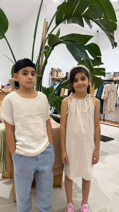 Erkek ve Kız Çocuk Müslin Kumaş Yazlık Takımı | 3–9 Yaş | RG Brand | RG1616 - KİREMİT