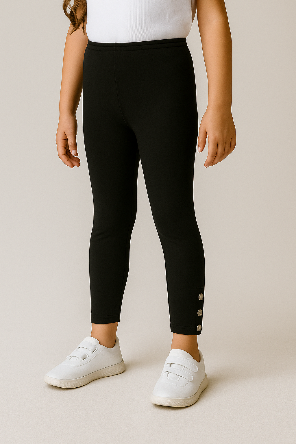 Çocuk Düğme Detaylı Tayt | 3–9 Yaş | RG Brand | RG1286 - SİYAH