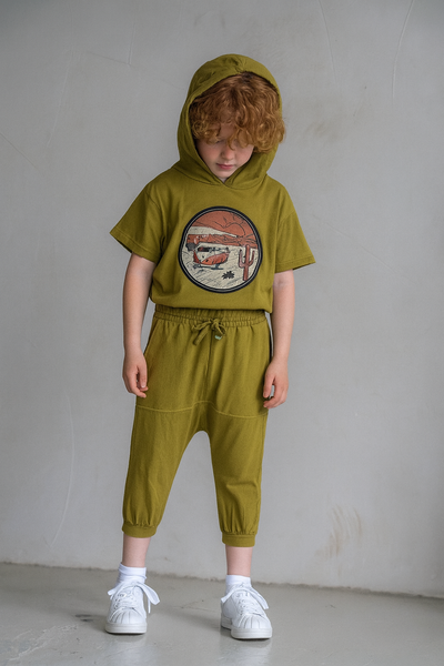 Çocuk Kapüşonlu ve Kısa Kollu Tişört ve Eşofman Takımı | 3–9 Yaş | RG Brand | RG1344 - MOR