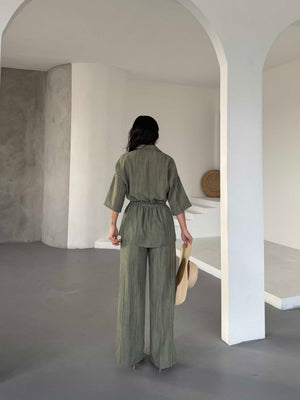 Set cămașă și pantaloni - Kaki