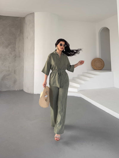Ansamblu cămașă și pantalon - Khaki