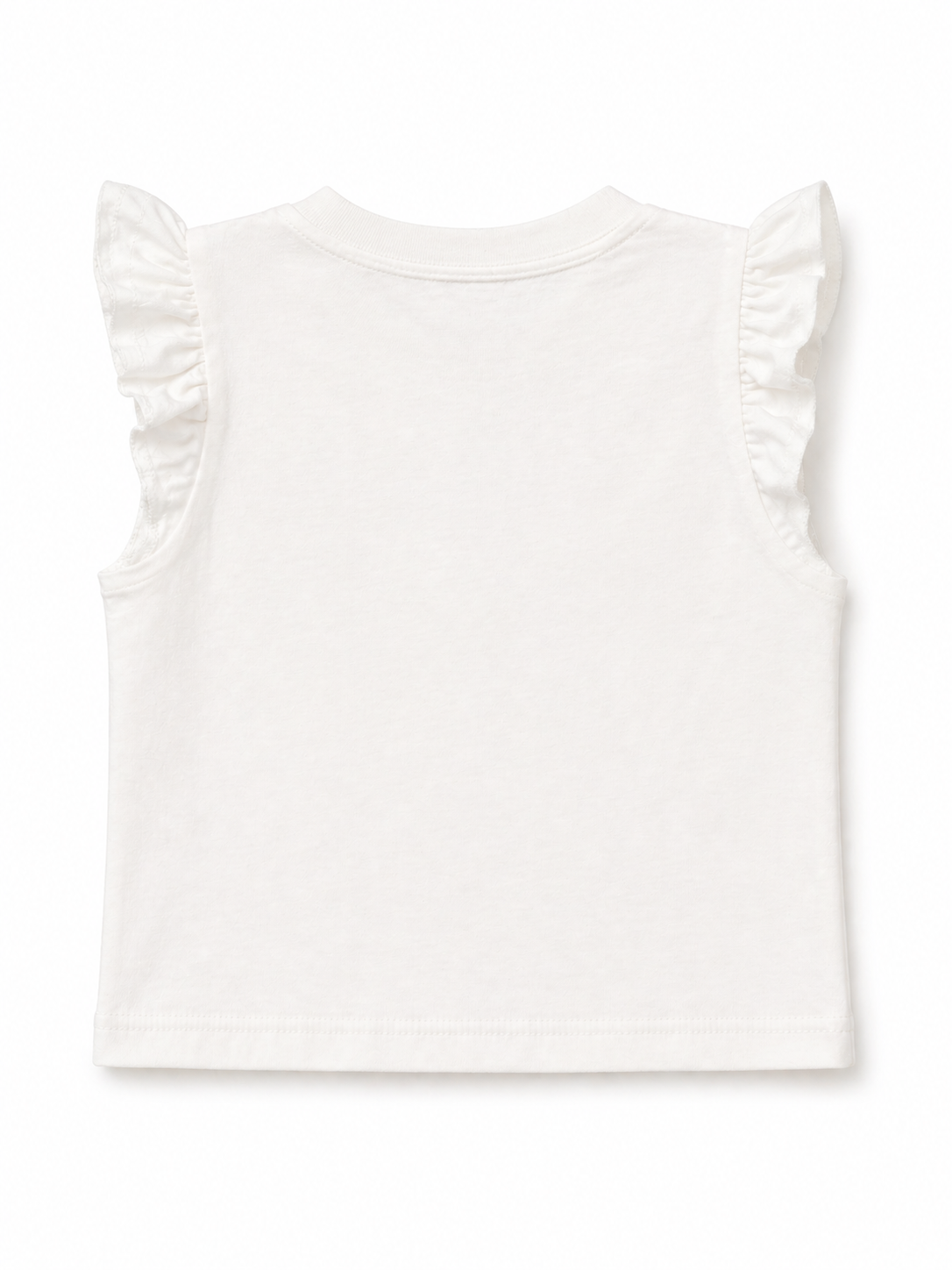 Kız Çocuk Crop Tişört | Kiraz Baskılı, Fırfır Kollu | %100 Pamuk | 3–9 Yaş | RG Brand | RG1755 - BEYAZ