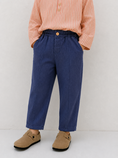 Pantaloni largi cu imprimeu balon pentru copii | Vârste 3-9 ani | Băieți și fete | 100% bumbac și in | Marca RG | RG1756 - BLEUMARIN