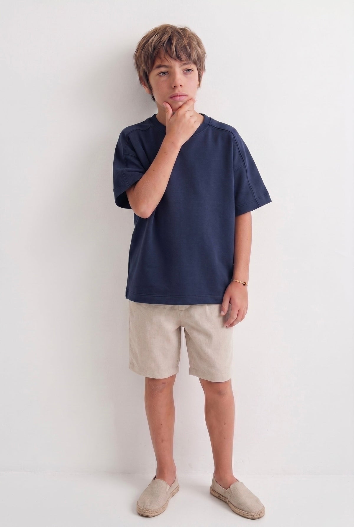 Genç Erkek Çocuk Oversize Basic Tişört | %100 Pamuk | 9–15 Yaş | Rahat Kesim | RG3726 - LACİVERT