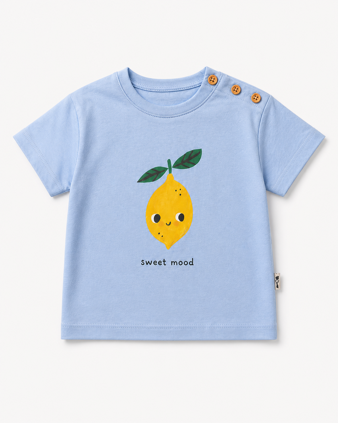 Bebek T-shirt | 6 Ay – 3 Yaş | Ekru & Mavi | Limon Baskı | %100 Pamuk Yazlık | RG386 - MAVİ