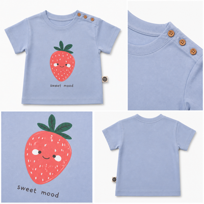 Bebek T-shirt | 6 Ay – 3 Yaş | Ekru | Çilek Baskı | %100 Pamuk Yazlık | RG387 - BEYAZ