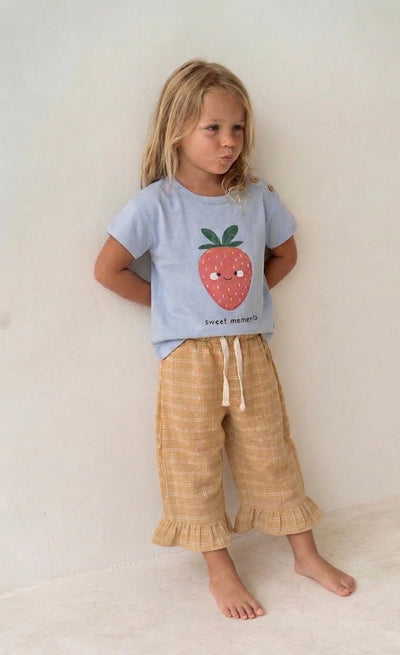 Bebek T-shirt | 6 Ay – 3 Yaş | Ekru | Çilek Baskı | %100 Pamuk Yazlık | RG387 - BEYAZ