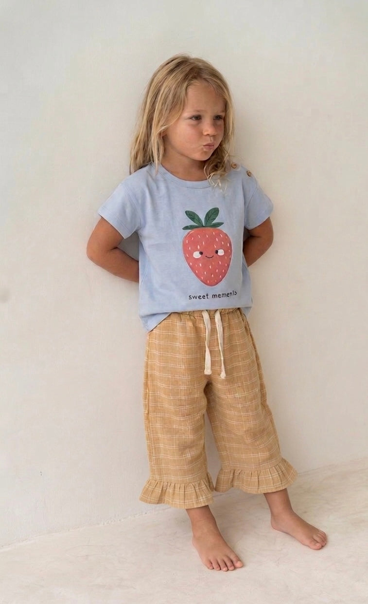 Bebek T-shirt | 6 Ay – 3 Yaş | Ekru | Çilek Baskı | %100 Pamuk Yazlık | RG387 - BEYAZ