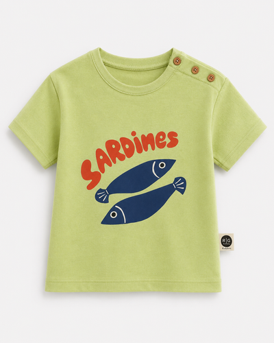 Bebek T-shirt | Sardunya Baskılı | 6 Ay–4 Yaş | Yeşil & Mavi | %100 Pamuk Yazlık | RG Brand | RG390 - MAVİ