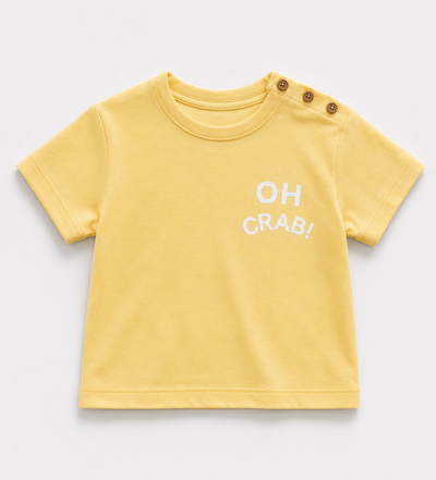 Bebek T-shirt | OH CRAB Baskılı | 6 Ay–4 Yaş | Sarı & Mavi | %100 Pamuk Yazlık | RG Brand | RG391 - MAVİ