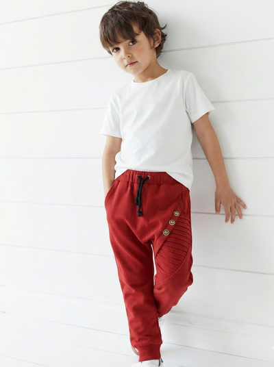 Çocuk Unisex Düğme Detaylı Konfor Eşofman| RG Brand | 3–9 Yaş | RG1144 - KIRMIZI