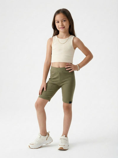 Kız Çocuk Basic Likralı Capri Tayt | 3–9 Yaş | RG Brand | RG1363 - HAKİ