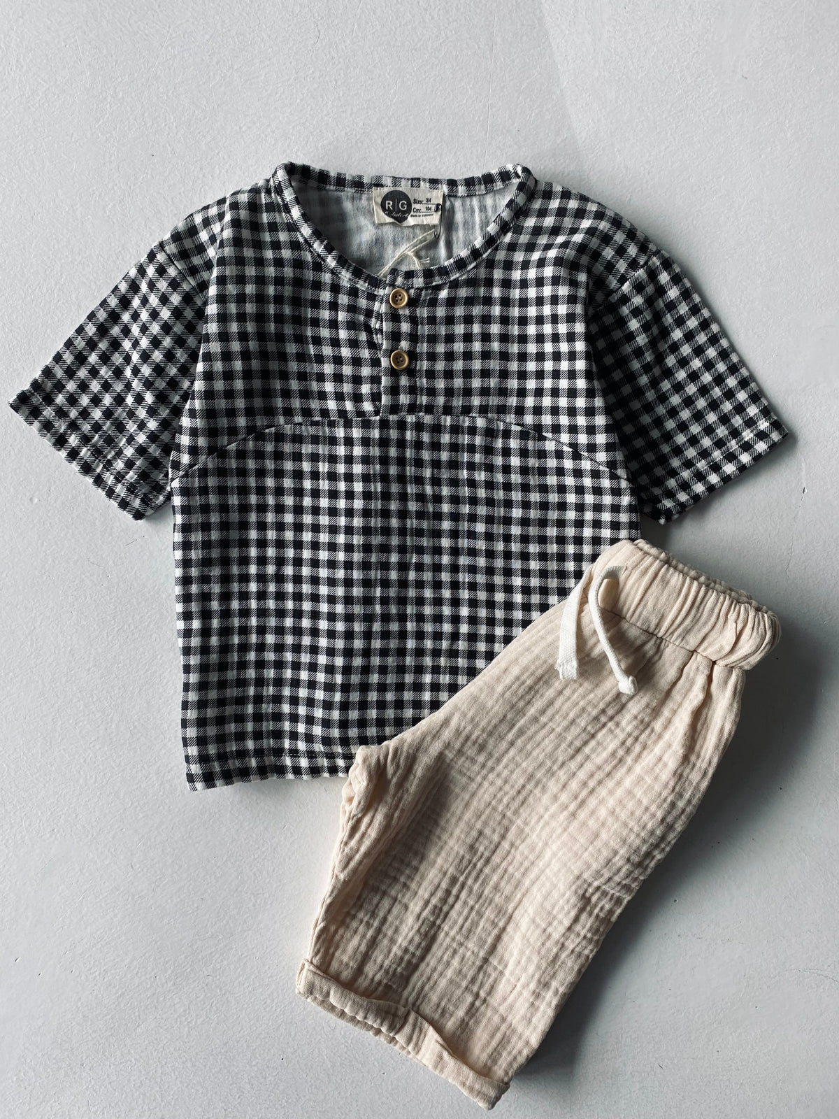 Çocuk Organik Müslin Tişört Şort Seti | 3–9 Yaş | RG Brand | RG1461 - EKOSE