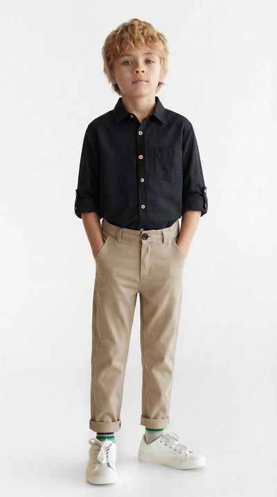 Erkek Çocuk Gabardin Pantolon 3–9 Yaş | RG Brand | RG1489 - TABA