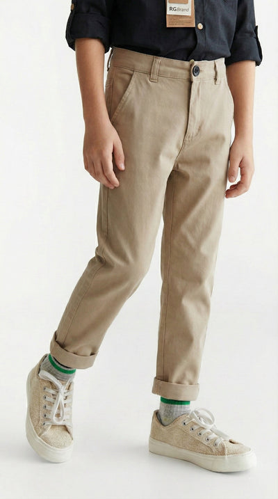 Erkek Çocuk Gabardin Pantolon 3–9 Yaş | RG Brand | RG1489 - TABA