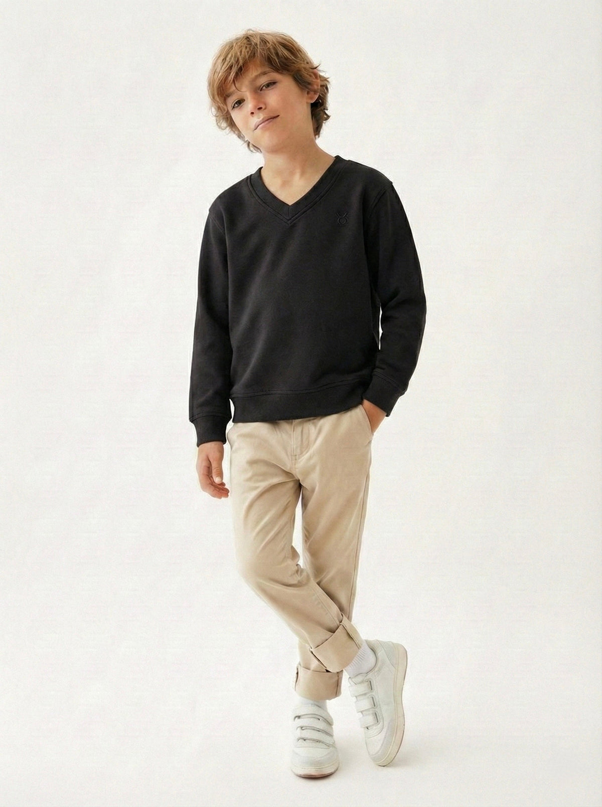 Erkek Çocuk V Yaka Selanik Triko Sweat | 3–9 Yaş | RG Brand | RG1508 - SİYAH