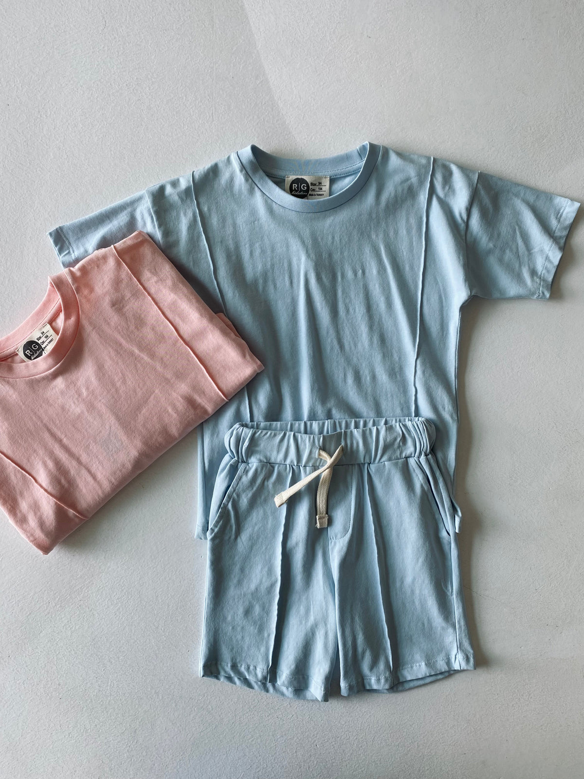 Çocuk Unisex Pamuk Şort ve Tişört Takımı | 3–9 Yaş | RG Brand | RG1544 - MAVİ