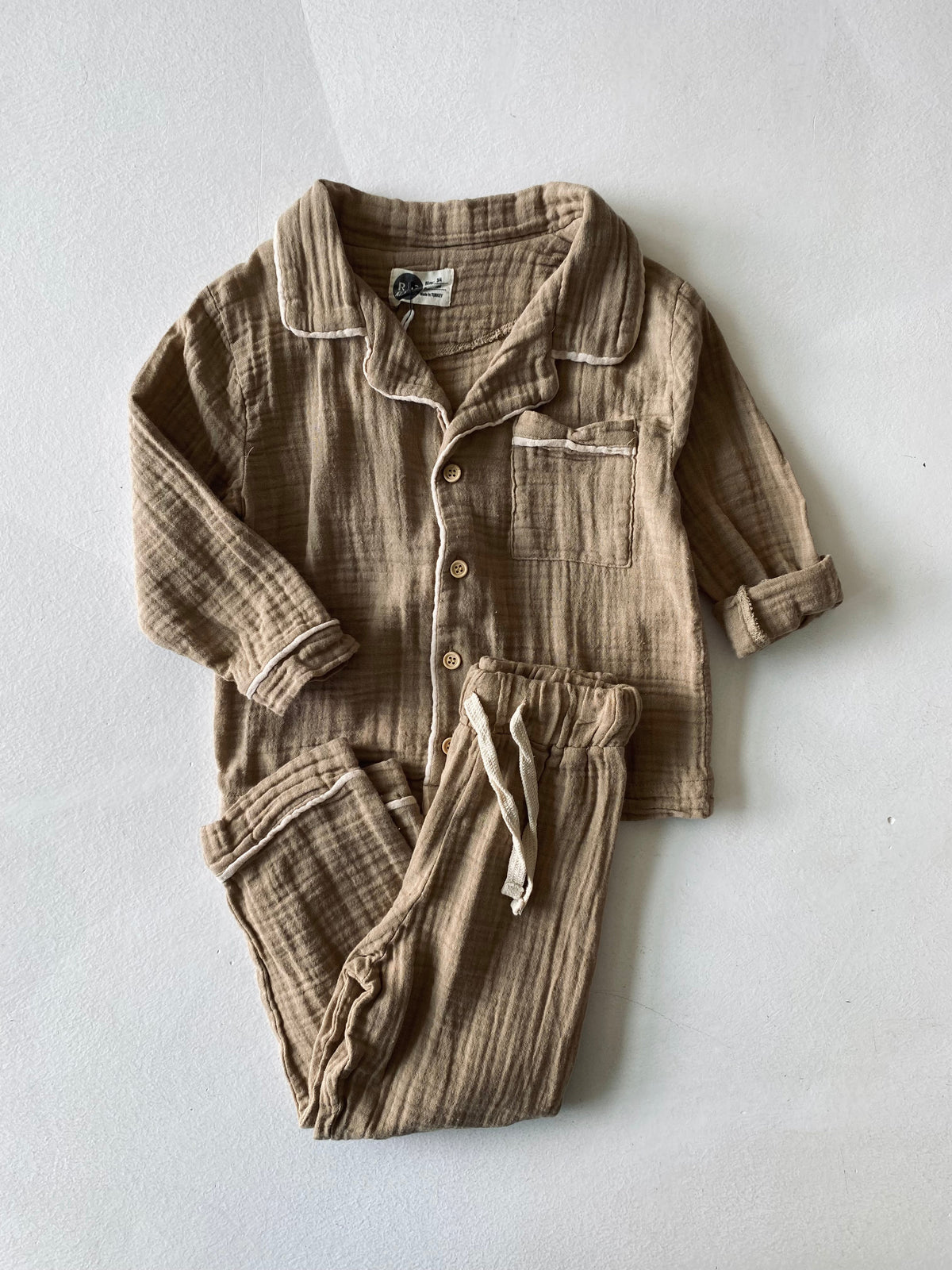 Çocuk Müslin Pijama Takımı | 3–9 Yaş | RG Brand | RG1548 - VİZON