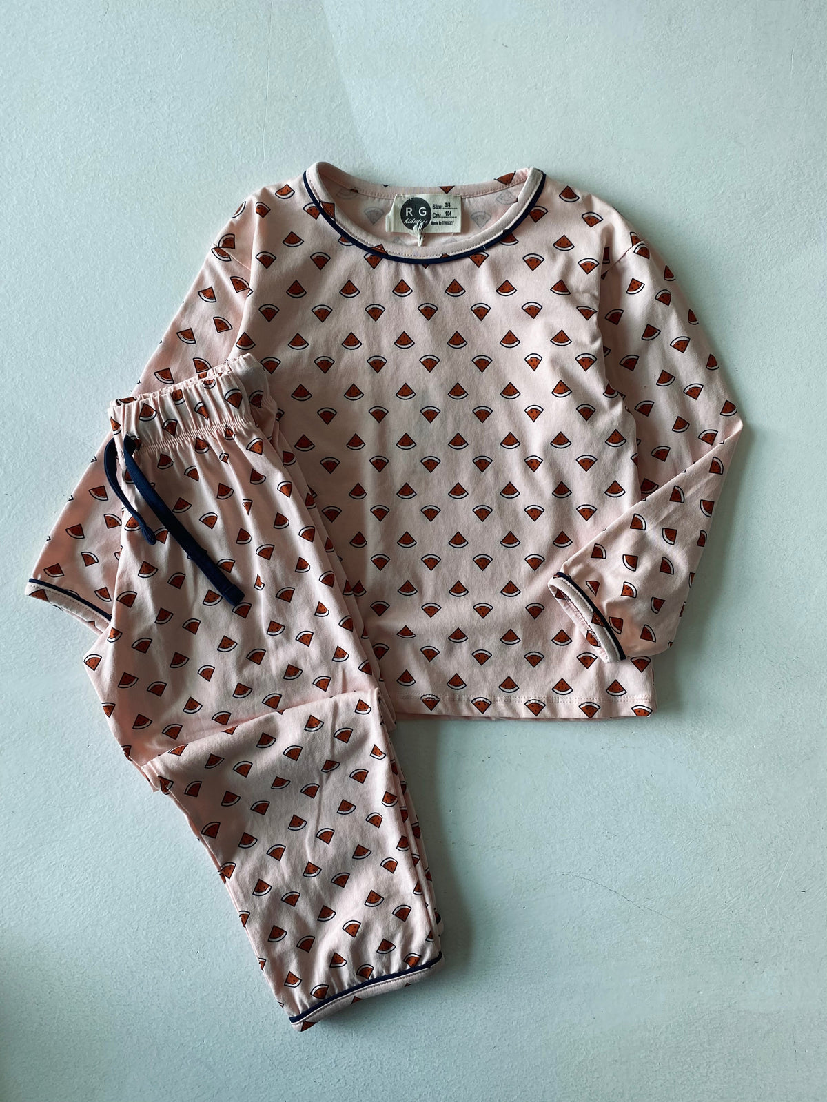 Çocuk Karpuz Baskılı Pijama Takımı | 3–9 Yaş | Mavi & Pembe | Kız ve Erkek Çocuk Pijaması | RG1554 - PEMBE