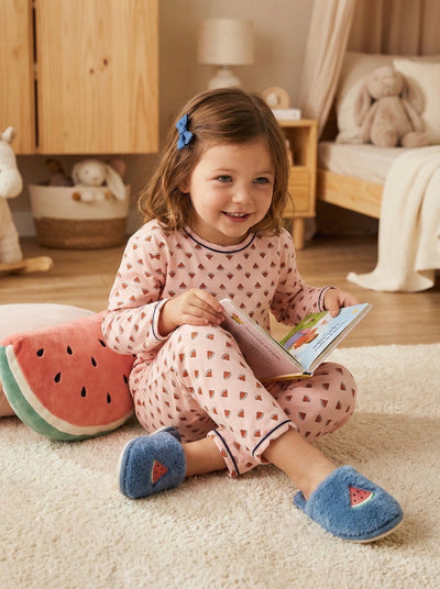 Çocuk Karpuz Baskılı Pijama Takımı | 3–9 Yaş | Mavi & Pembe | Kız ve Erkek Çocuk Pijaması | RG1554 - PEMBE