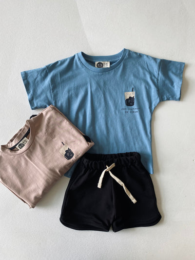 Unisex Çocuk %100 Pamuk Tişört Şort Takımı | 3–9 Yaş | RG Brand | RG1559 - MAVİ
