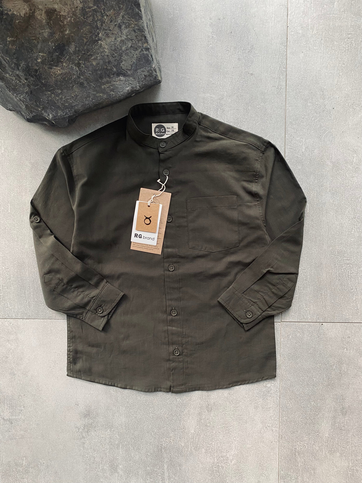 Erkek Çocuk Hakim Yaka Gömlek – 9-15 Yaş, %100 Pamuk, Uzun Kollu & Apoletli | RG3385 - KAHVERENGİ