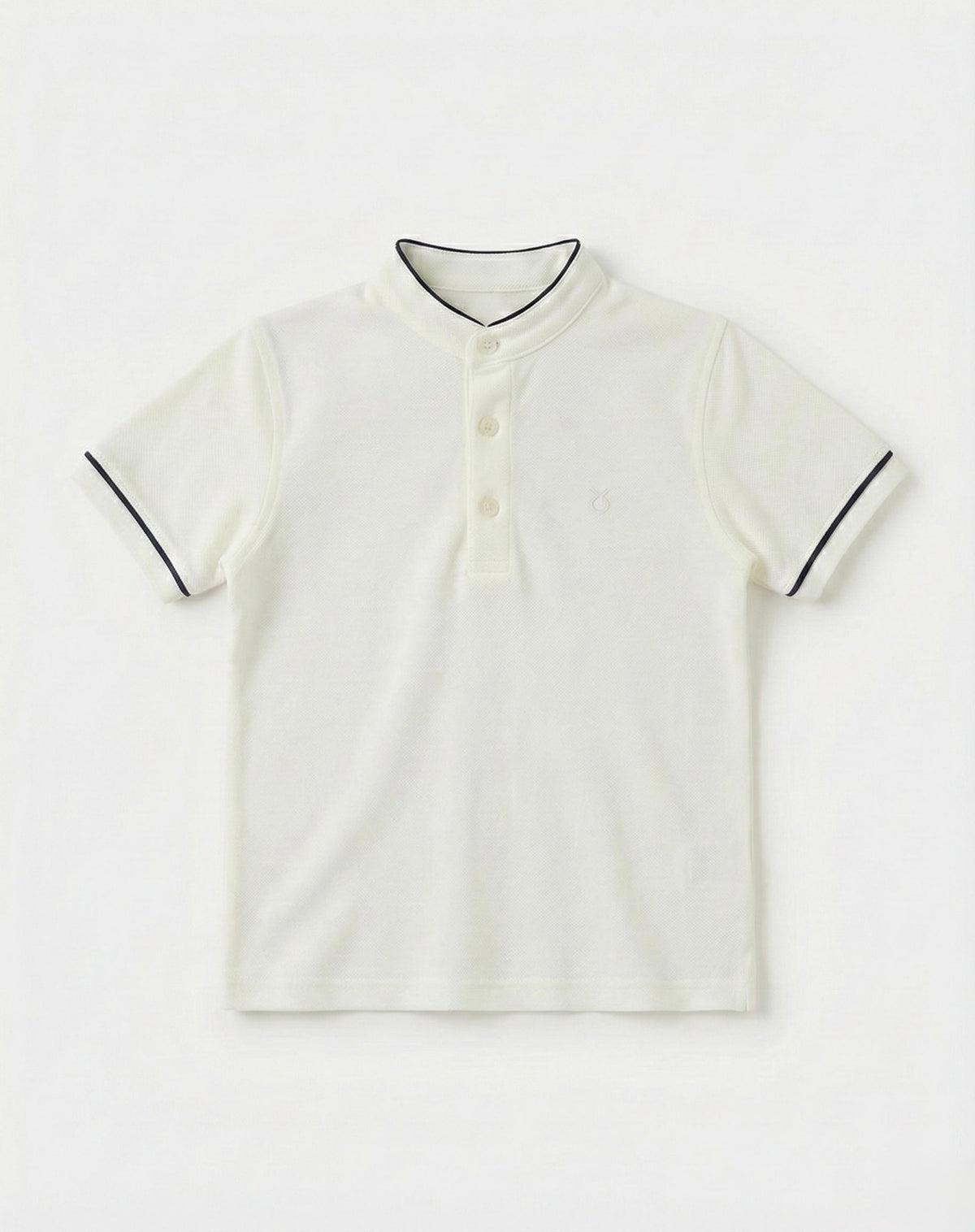 Tricou piqué cu guler mandarin pentru băieți, 100% bumbac, 3-9 ani | RG1586 - ECRU