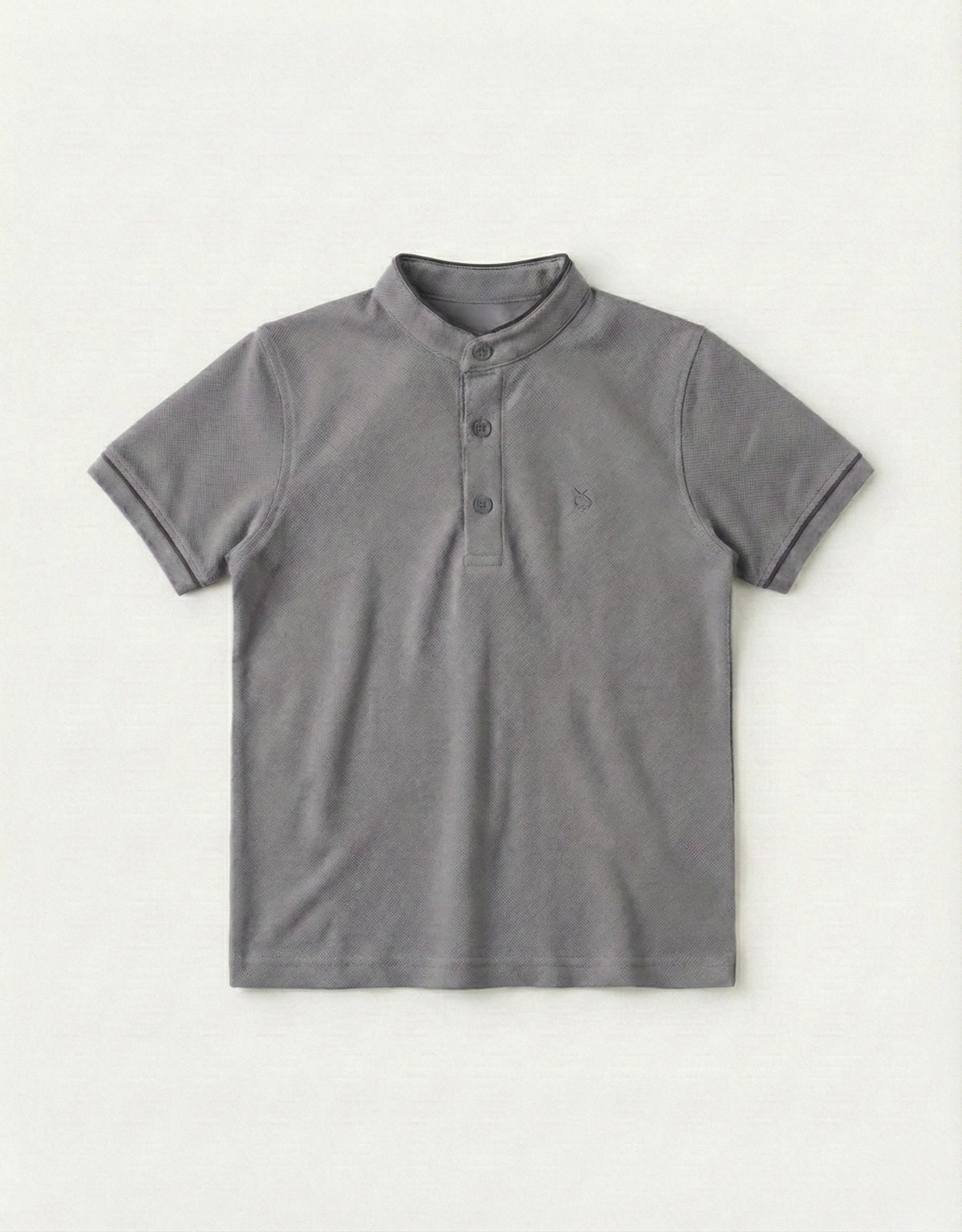 Tricou piqué cu guler mandarin pentru băieți, 100% bumbac, 3-9 ani | RG1586 - GRI