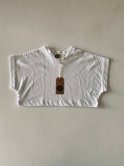 Kız Çocuk Crop Tişört %100 Pamuk 3–9 Yaş | RG1604 - EKRU