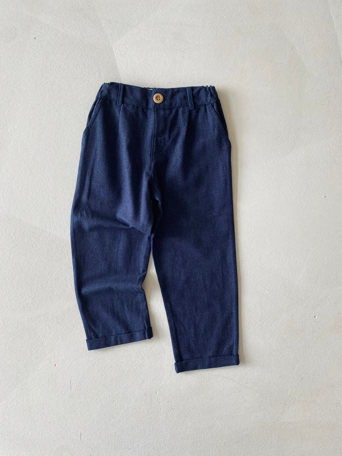 Keten Bebek Pantolon Esnek Bel Mevsimlik 6 Ay–3 Yaş | Krem, Bej, Haki | RG375 - LACİVERT