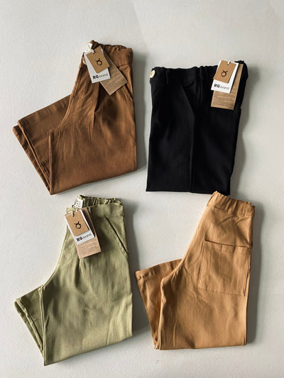 Kız Çocuk Keten Bol Paça Pantolon | 3–9 yaş | RG Brand | RG1607 - TAŞ