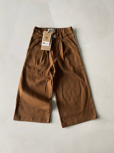 Kız Çocuk Keten Bol Paça Pantolon | 3–9 yaş | RG Brand | RG1607 - TAŞ