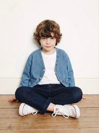 Kız ve Erkek Çocuk Oversize Kot Ceket | 3–9 Yaş | RG Brand | RG1621 - MAVİ