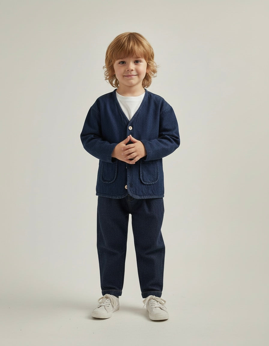 Kız ve Erkek Çocuk Oversize Kot Ceket | 3–9 Yaş | RG Brand | RG1621 - MAVİ