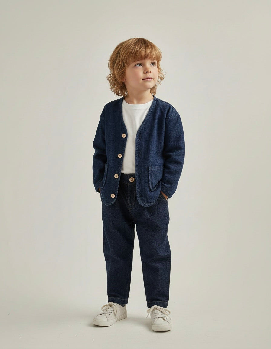Kız ve Erkek Çocuk Oversize Kot Ceket | 3–9 Yaş | RG Brand | RG1621 - MAVİ