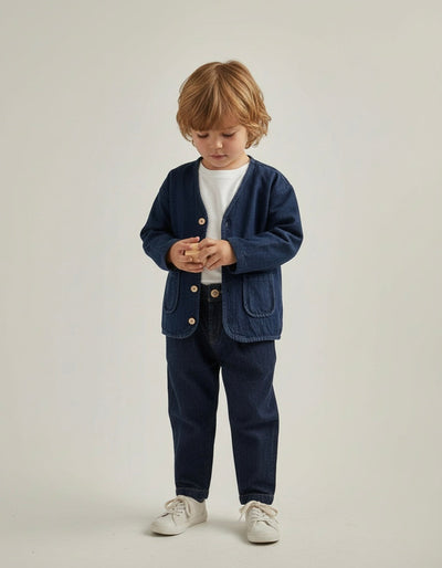 Kız ve Erkek Çocuk Oversize Kot Ceket | 3–9 Yaş | RG Brand | RG1621 - MAVİ