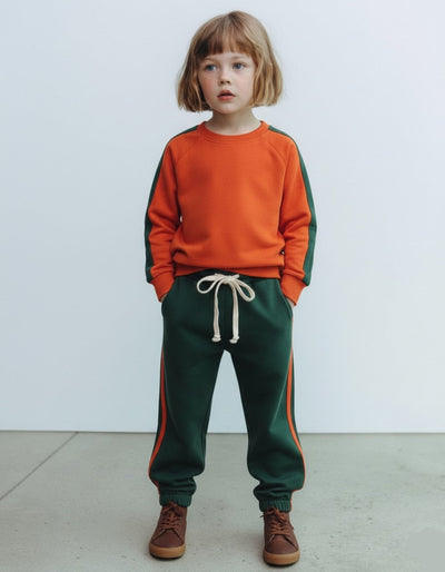 Çocuk Alt Üst Takım | Günlük Kullanıma Uygun Eşofman ve Sweatshirt | Rahat Kesim | RG1624 - KİREMİT