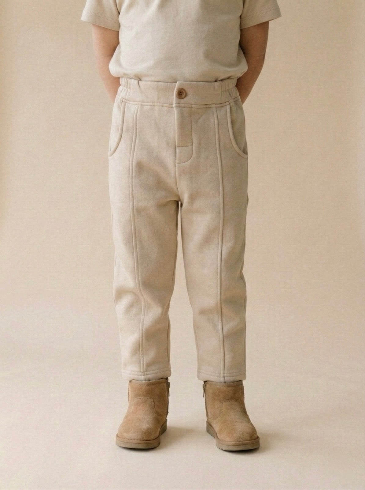 Kids' Fleece-Lined Cotton Trousers 3-9 Years | RG Brand | RG1632 - STONE