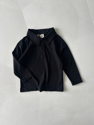 Çocuk Uzun Kollu Polo Yaka Pike Tişört | 3–9 Yaş | RG Brand | RG1634 - SİYAH