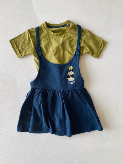 Tişörtlü Kız Çocuk Tulum Elbise | RG Brand | 6 Ay–4 Yaş | RG165 - YEŞİL