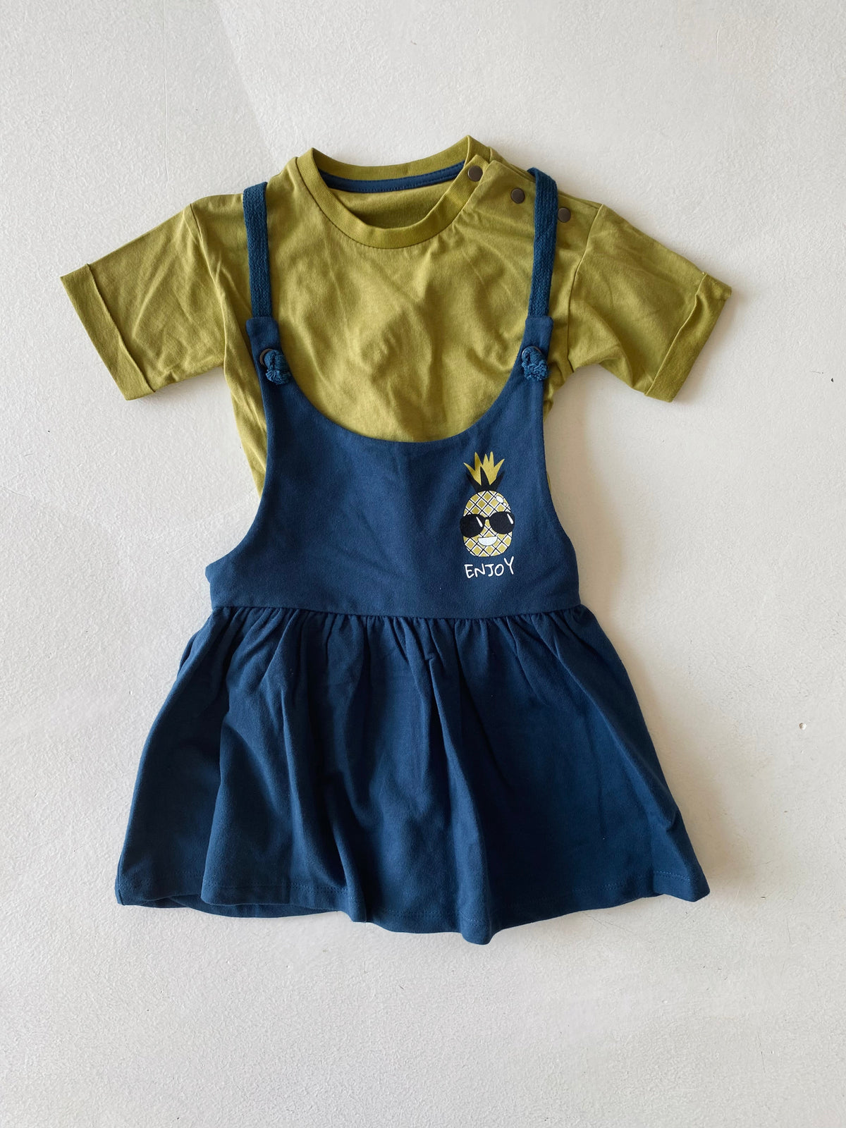 Rochie tip salopetă cu tricou pentru fete | Marca RG | 6 luni - 4 ani | RG165 - VERDE