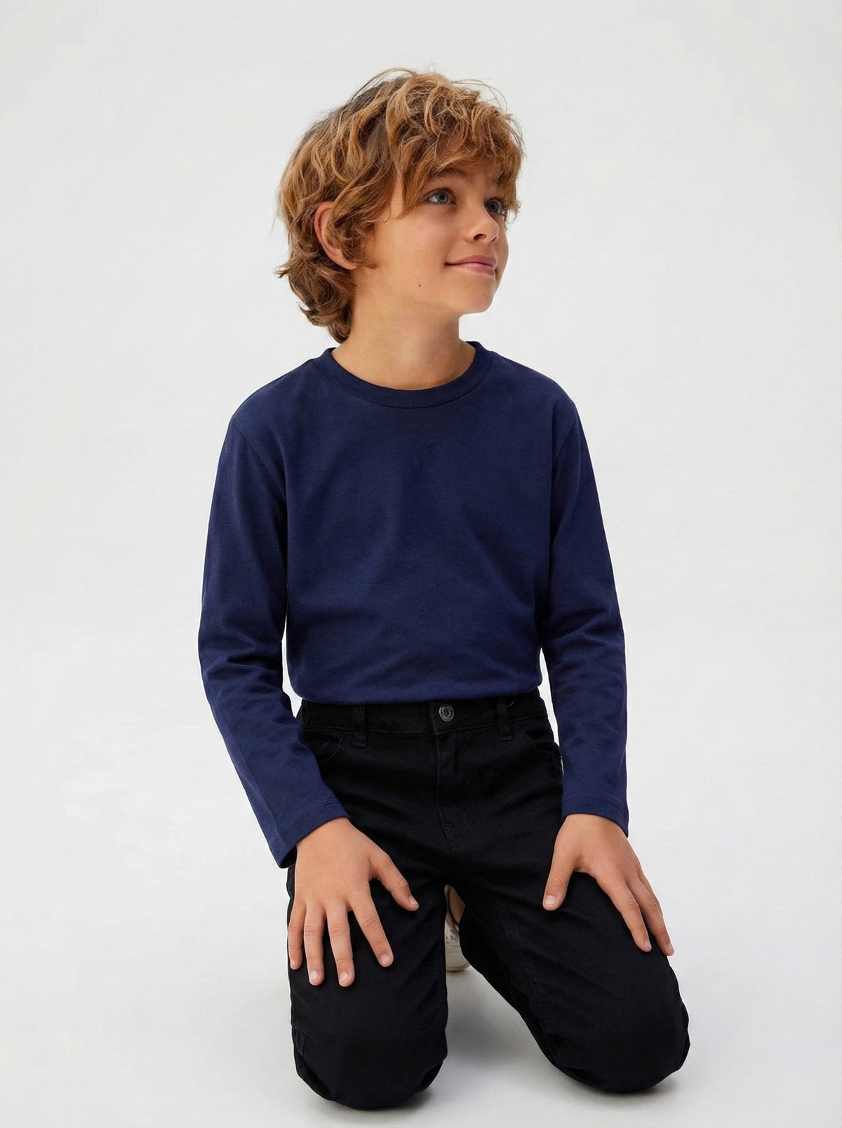 Kız Ve Erkek Çocuk Pamuk Basic Uzun Kollu Tişört | RG Brand | RG1703 - TAŞ