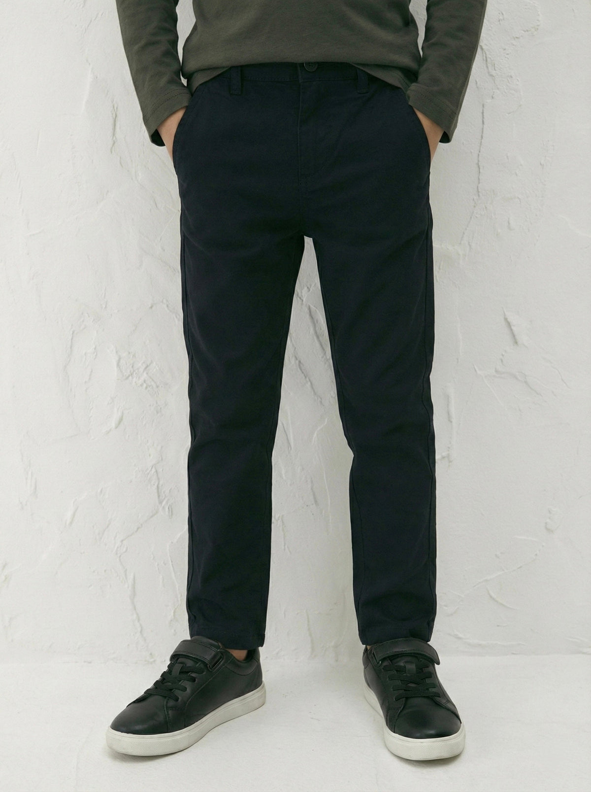 Erkek Çocuk Chino Pantolon Cepli %100 Pamuk 3–9 Yaş 4 Mevsim | RG1707 - FÜME