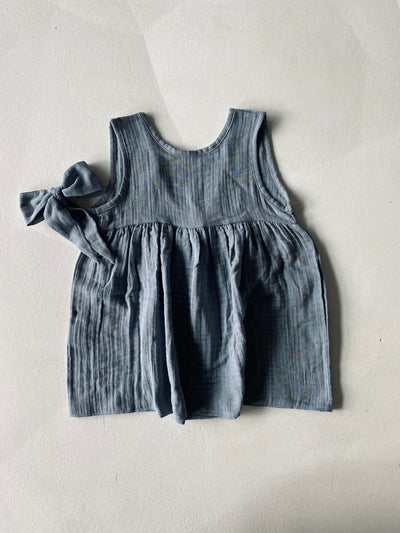 Rochie de fetiță din muselină 100% bumbac 3-9 ani | Ușoară și respirabilă | RG1715 - GRI