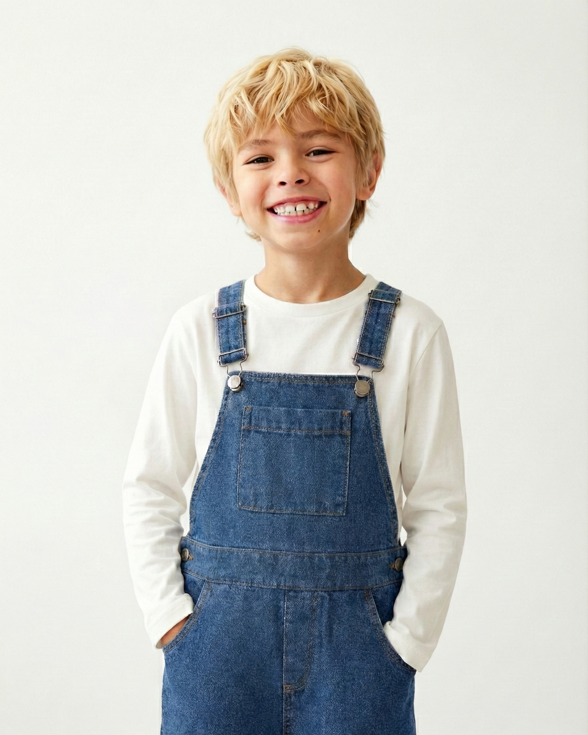 Kız ve Erkek Çocuk Denim Salopet | 3–9 Yaş | Mavi, Lacivert | %100 Pamuk | RG Brand | RG1737 - MAVİ