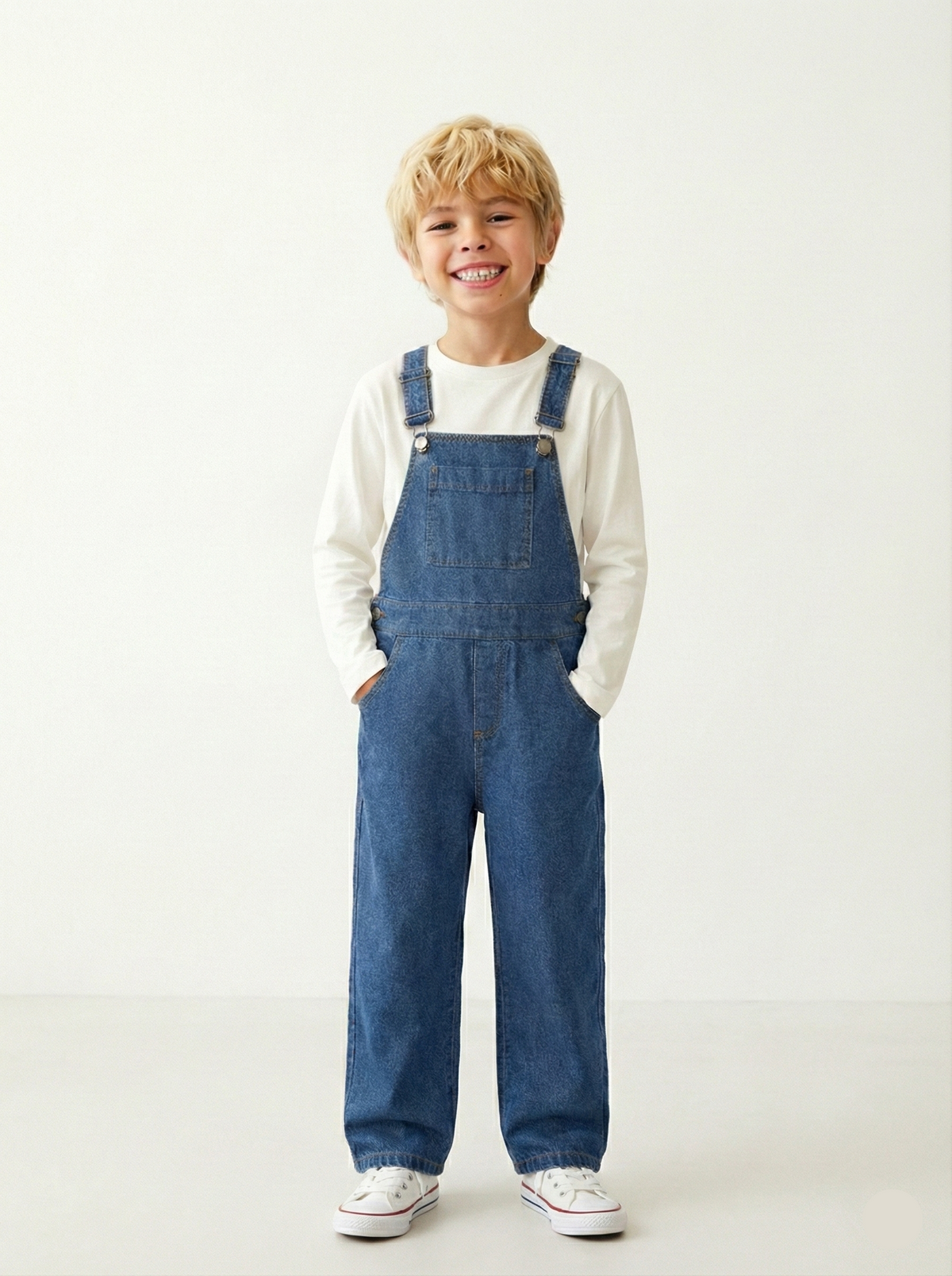 Kız ve Erkek Çocuk Denim Salopet | 3–9 Yaş | Mavi, Lacivert | %100 Pamuk | RG Brand | RG1737 - MAVİ