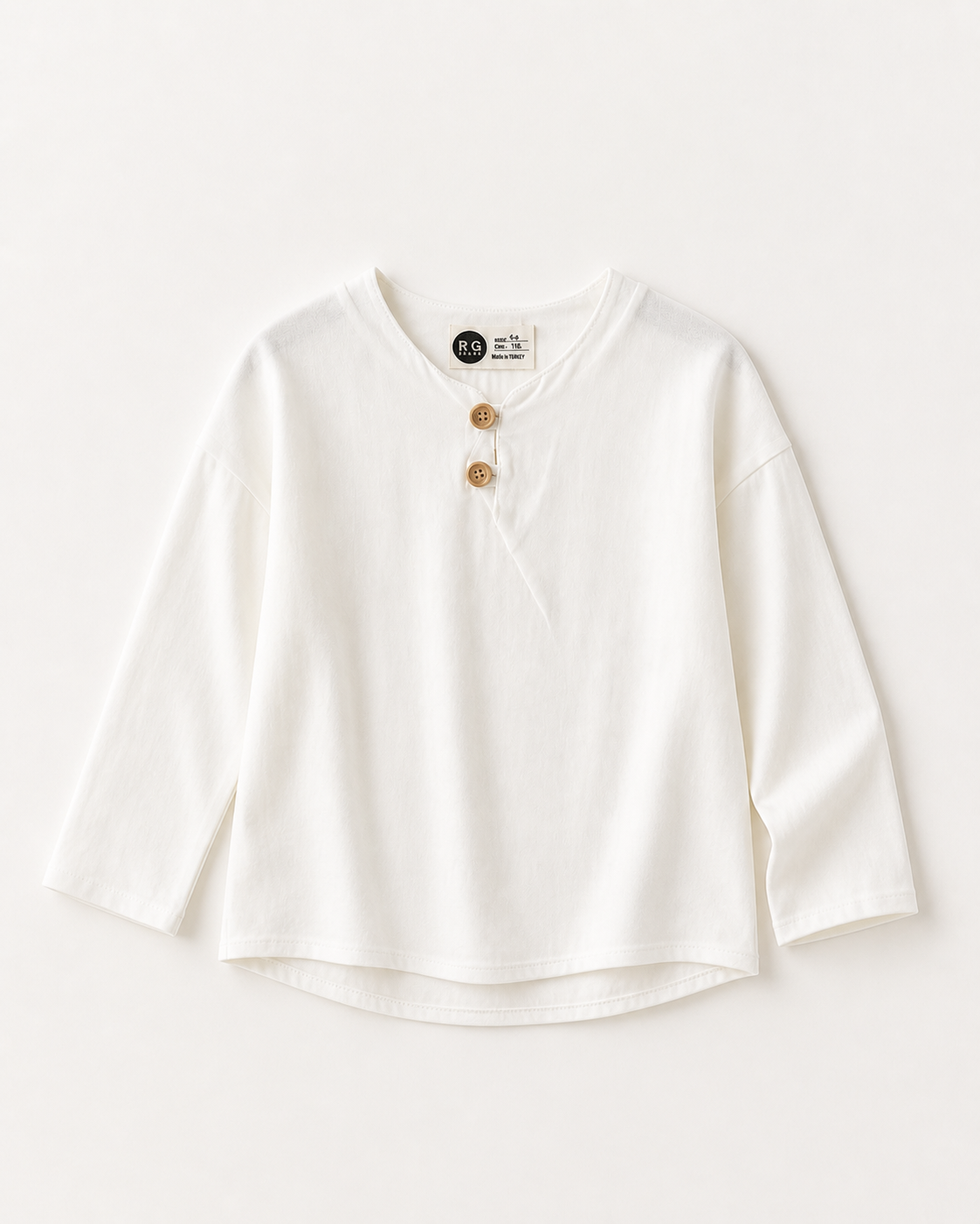 Erkek Çocuk Mao Yaka Gömlek | 3–9 Yaş | Çizgili | %100 Pamuk Uzun Kollu | RG Brand | RG1749 - KİREMİT
