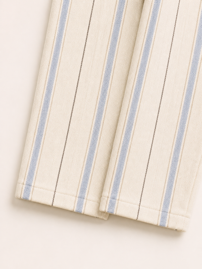 Çocuk Pantolon | 3–9 Yaş | Kız & Erkek | Çizgili | %100 Pamuk Pike | RG Brand | RG1752 - EKRU
