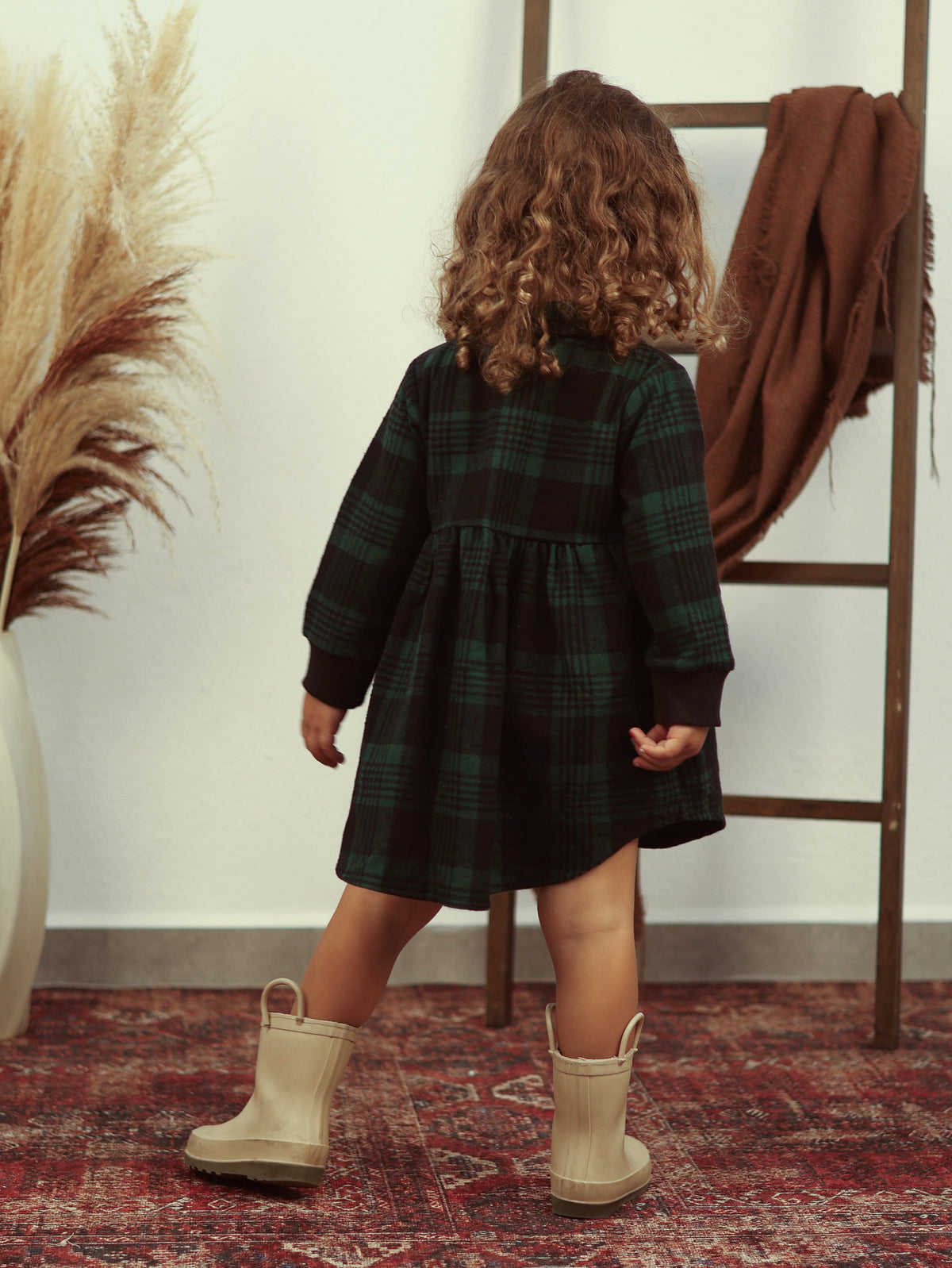 Bebek Ekose Elbise ve Saç Bandı | 6 Ay–3 Yaş | RG Brand | RG310 - GRİ